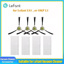 4 Side Brushes + 4 HEPA Filters for Lefant LS1 or OKP-L1 Robot Vacuum Cleaner Accessory Part