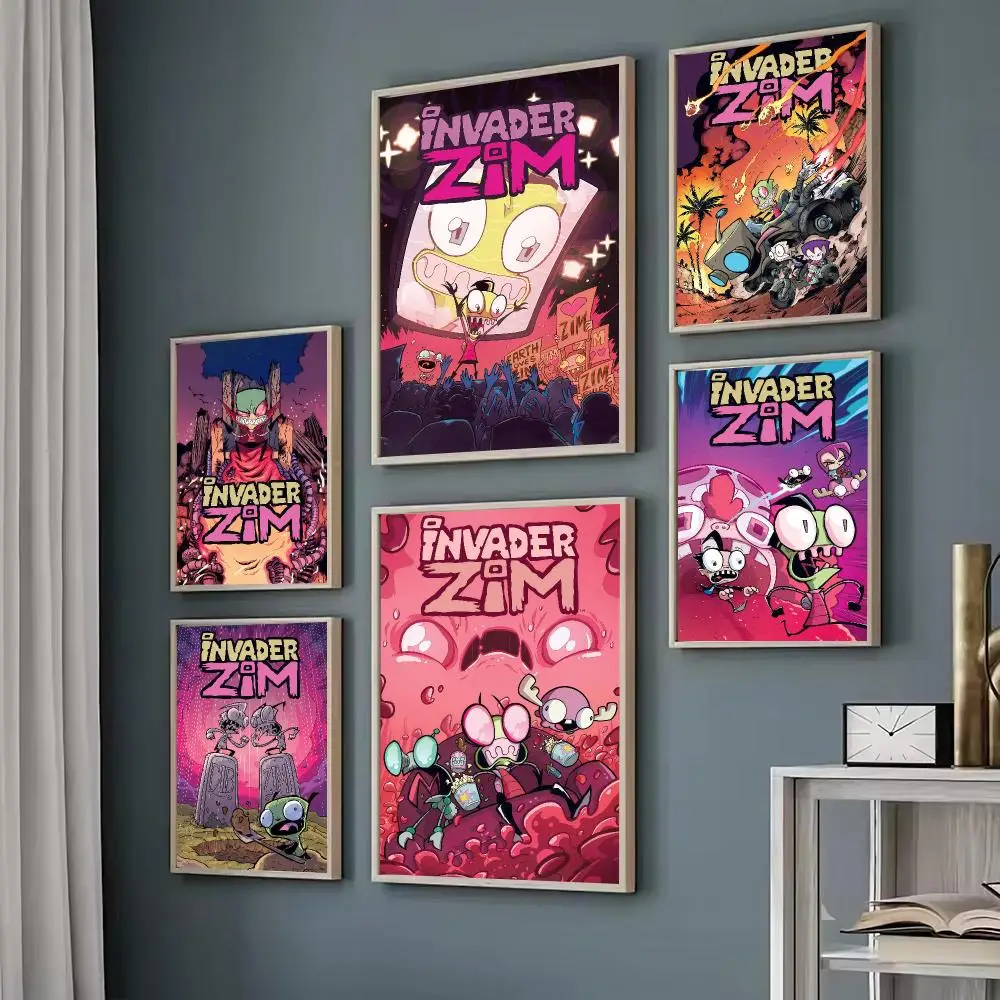 Cartoon I-Invader Zim Gir Painting Calligraphy Decorative paintings Fancy Wall Sticker For Living Room Bar Decoration Room Wall