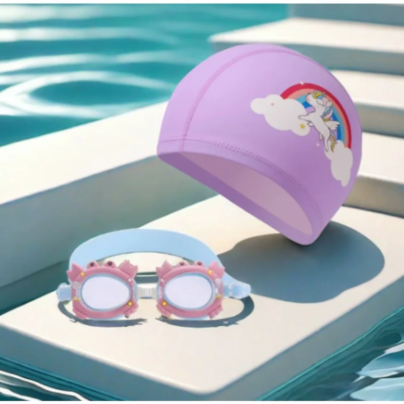 

Противотуманные и герметичные детские очки для плавания с милыми мультяшными животными и регулируемым ремешком для детей, очки для плавания в воде