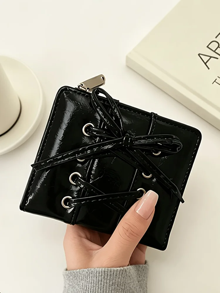 New Bow Lace-up Women's Wallet, Korean Bifold Large Capacity Purse, Minimalist Versatile Portable Wallet