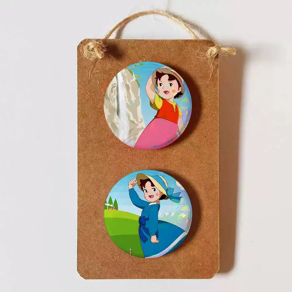 Heidi A Girl Of The Alps Creative Round Button Pins Badge Set Cartoon Anime Movie Music Pattern Brooches for Bags Jackets