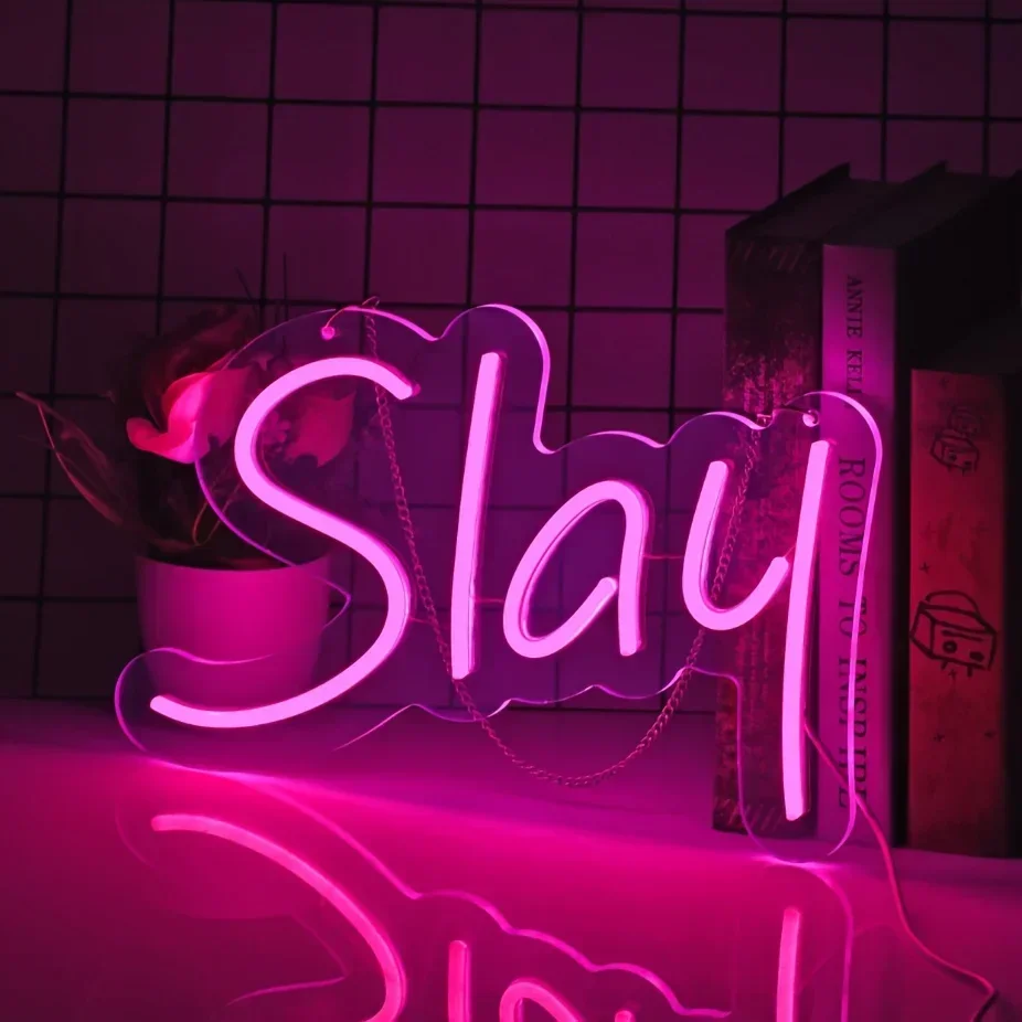 Slay Neon Sign Light For Wall Decor, Led Neon Light For Bedroom Wall Decor Preppy Girls Aesthetic Dorm Cute Bratz Room Decor