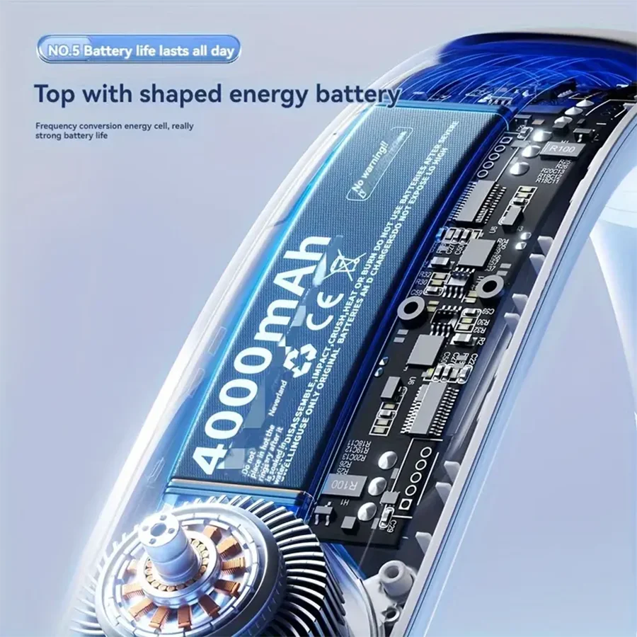 2024 New 5 Gears Neck Fan Mini Air Conditioner Bladeless Neck Fan Rechargeable with LED Display Screen Large Capacity Battery
