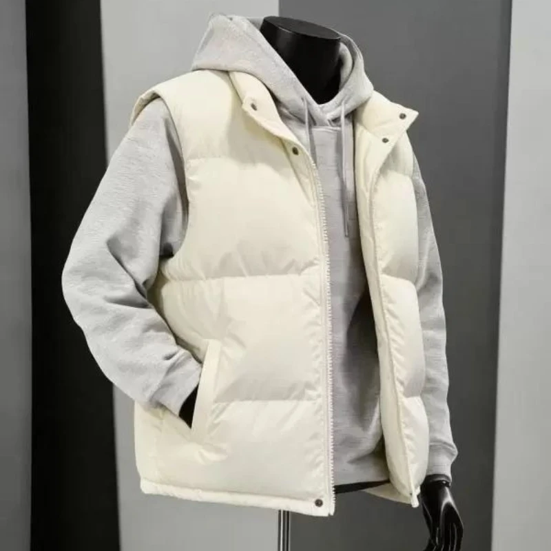 Vest Jackets for Man Sporty Simple Quilted Warm Stand Collar Thickened Windproof Waistcoat Sleeveless Jacket Winter Outerwear