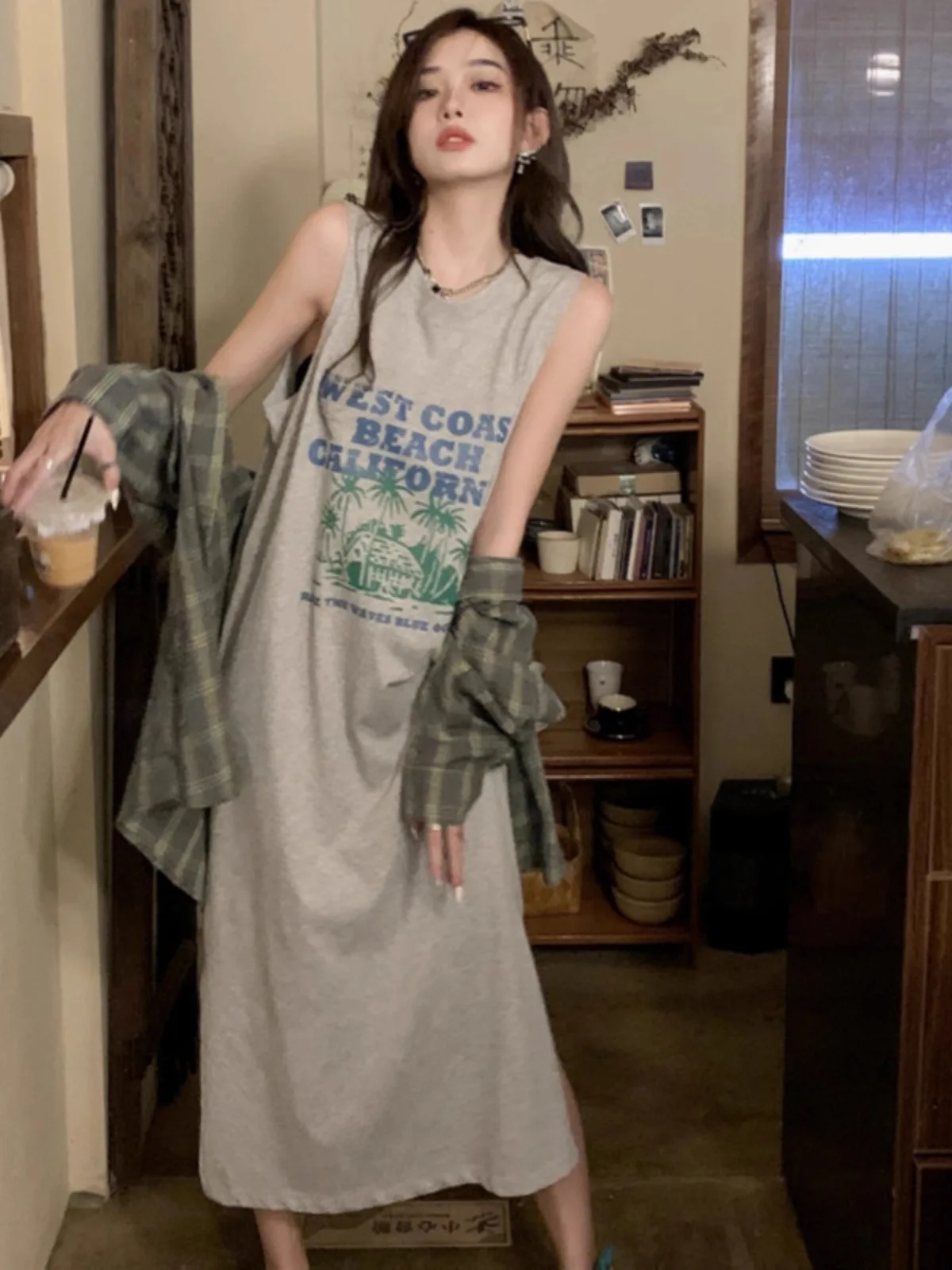 T-shirt Long en coton ample pour l'été, imprimé Dr paresseux, Svel, Dr au-dessus du genou, Dr Commute, coréen, taille ample