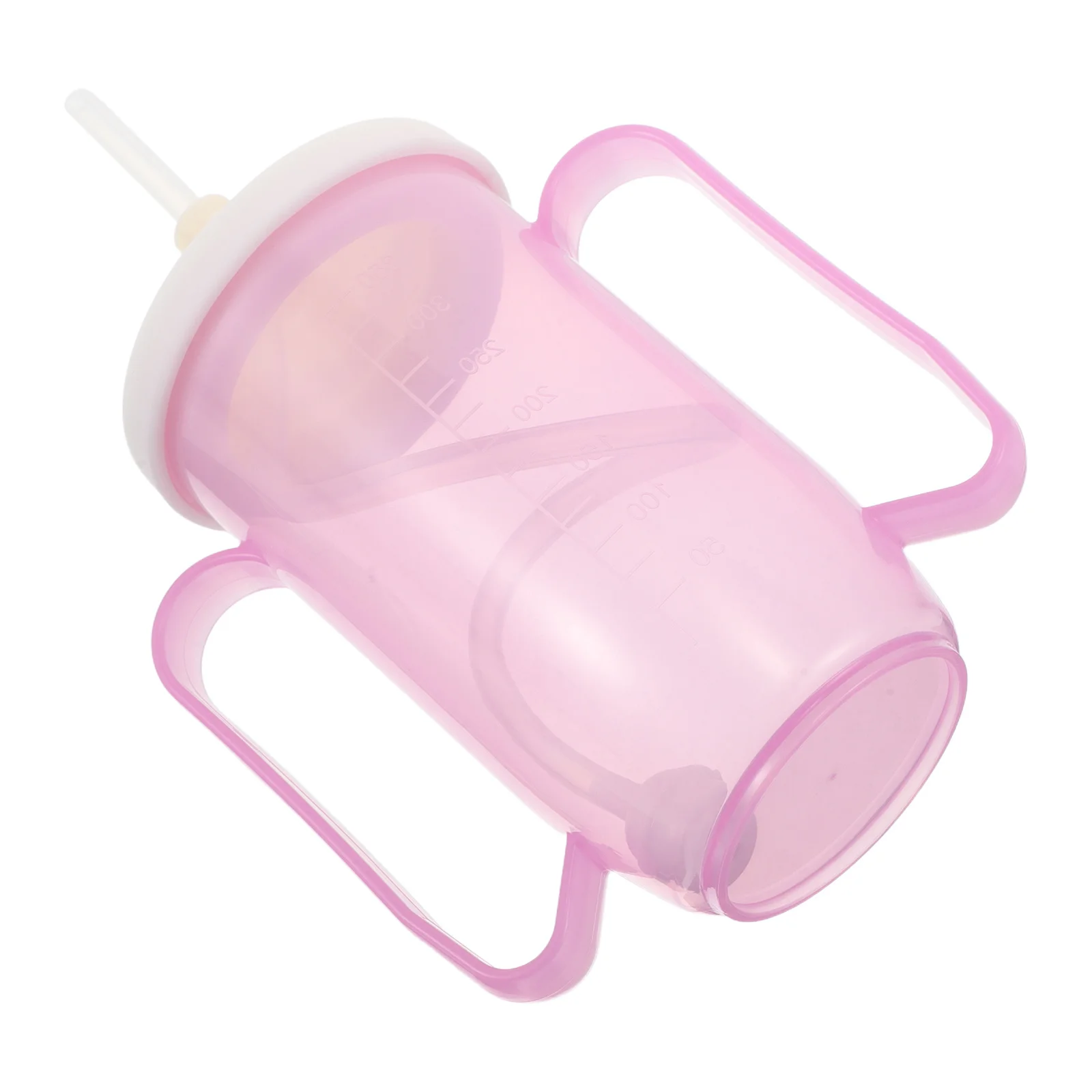 

350ml Pink Spill Proof Nonspill Disability Cup Straw Drinking Mug for Elderly Care Liquid Food Feeding Bedridden Patients Adults