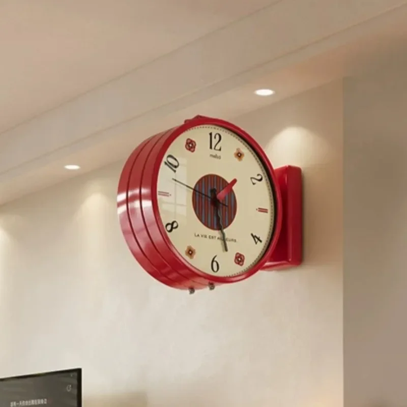 Metal Silence Wall Clocks Corner Double Sided Hanging Timepiece Clear Acrylic Dial Clock Living Room Wall Art Decor Ornament
