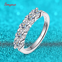 Smyoue White Gold D Color 4mm Moissanite Ring for Women 1.5CT Stone Match Diamond Wedding Band Bride S925 Sterling Silver GRA