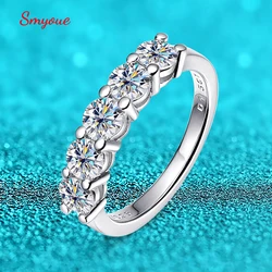 Smyoue-Anillo de moissanita de 4mm para mujer, oro blanco, Color D, piedra de 1,5 CT, diamante, boda, novia, plata de ley S925 GRA