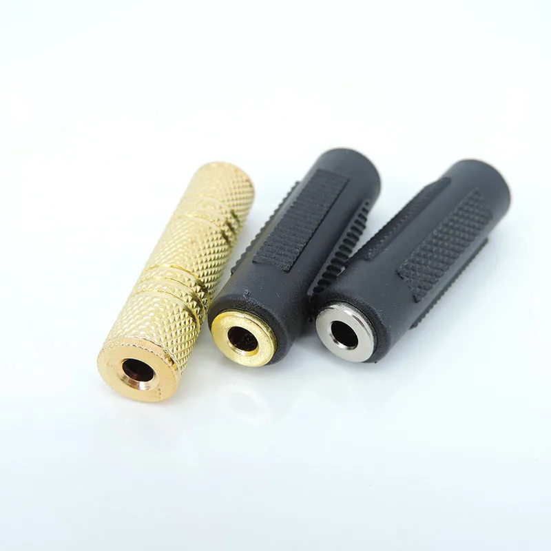 3.5mm to 3.5 Female Jack Stereo Connector Coupler straight Audio Cable Extension gold nickel plating for Car AUX DVD Headphone T