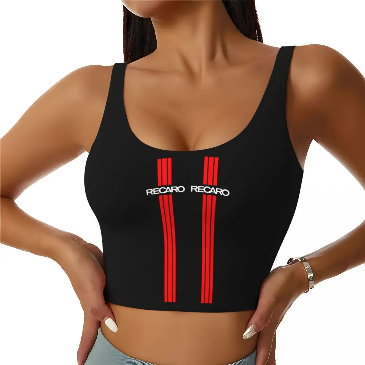 Custom Recaros Logo Sports Bra for Women High Impact Workout Yoga Crop Top