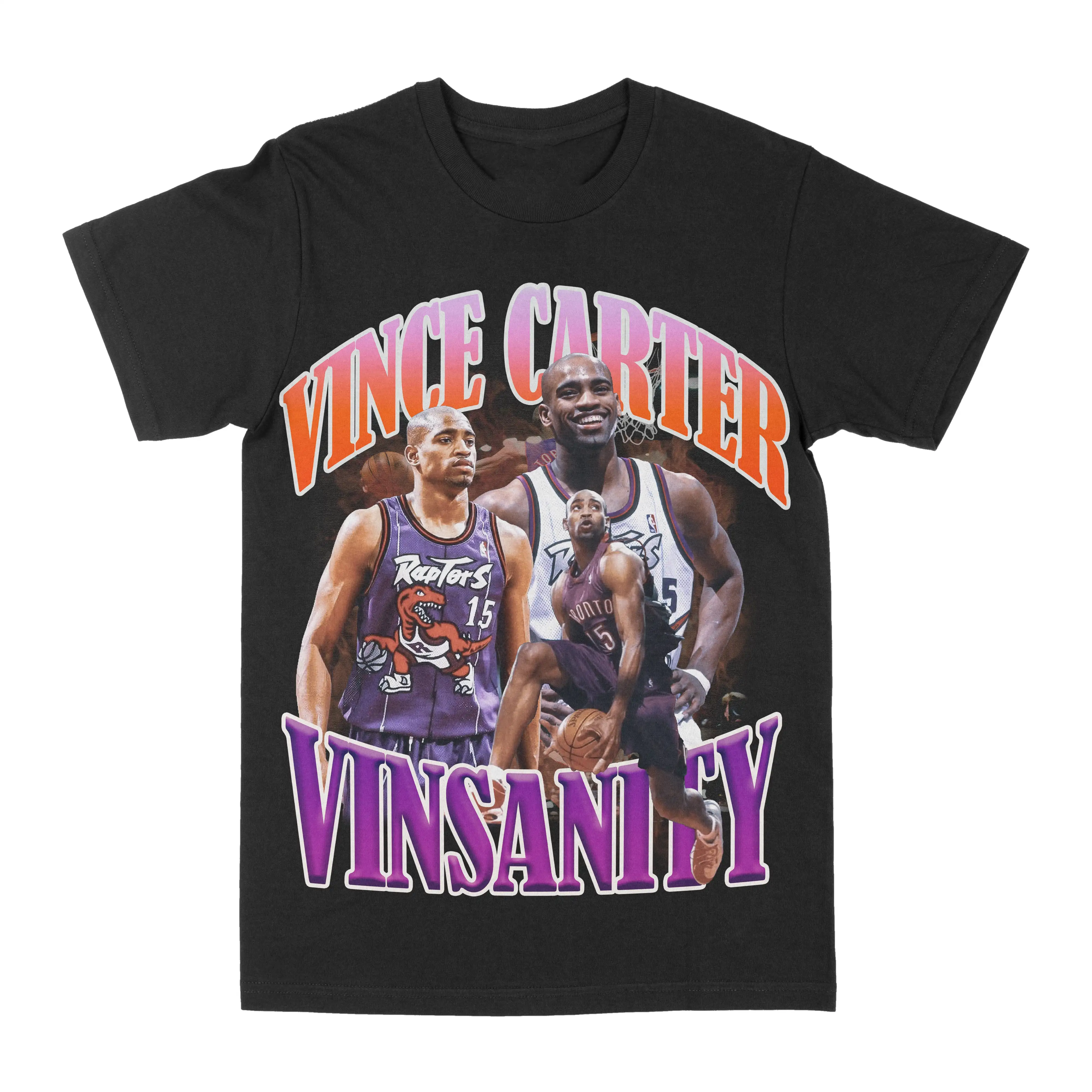 Camiseta gráfica NBA Vince Carter "Vinsanity", Camiseta estampada, camisetas de algodón puro de marca de lujo de verano para hombres y mujeres