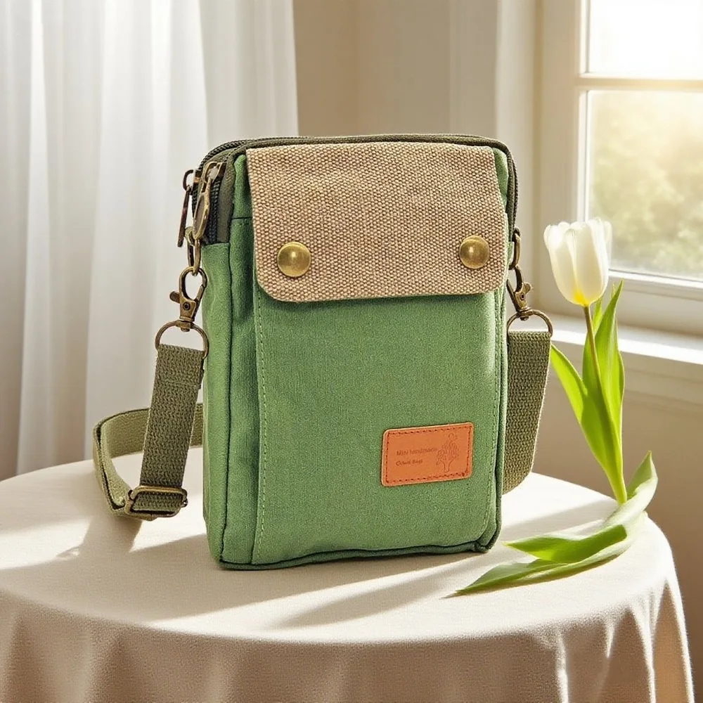 

Женская хлопковая парусиновая сумка через плечо, женская мини-сумочка, женский маленький кошелек для телефона, детский чехол для денег 2025 для девочек