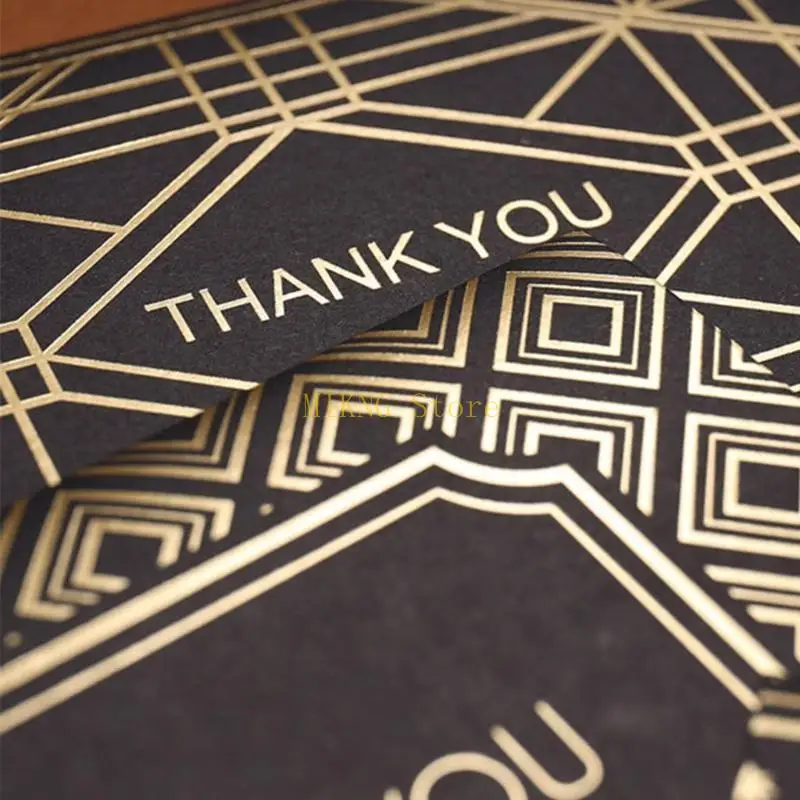 10pcs Thank You Cards with Envelopes Geometric Bronzing Folding Greeting Card best sale