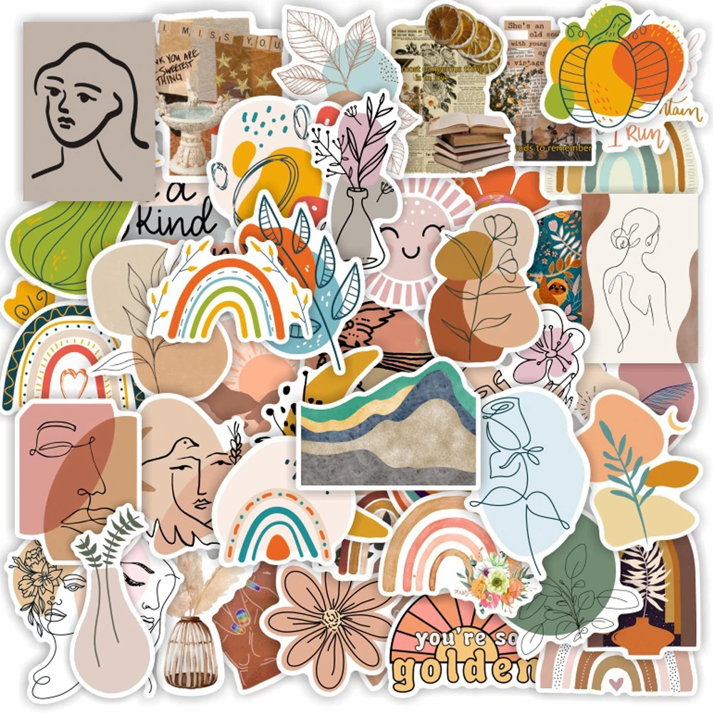 

10/30/50/100pcs Abstract Matisse Line Art Boho Stickers Decal Aesthetic Scrapbook Laptop Luggage Phone Graffiti Sticker Kid Toy