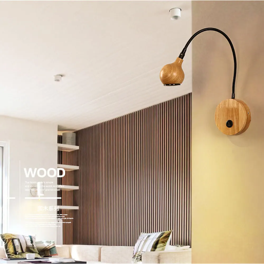 Nordic Solid Wood Wall Light Reading Study Lamps Living Bedroom Bedside Foyer Aisle Hallway Corridor Indoor Decor Wall Lighting