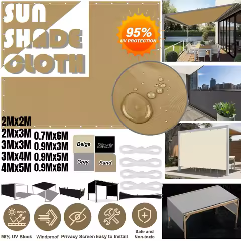 Waterproof Sun Shade Sail Outdoor UV Blocker Garden Patio Awning Canopy for Pergola Party Pool Fence Deck Porch Privacy Shelter