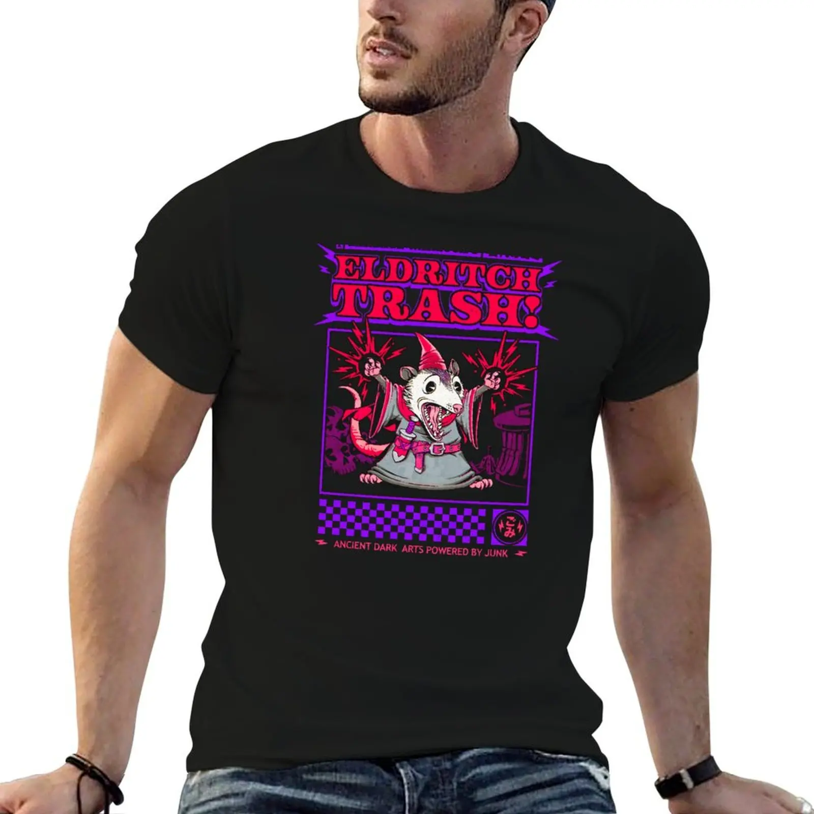 Camiseta Eldritch Trash Warlock Opossum, camiseta masculina de algodão, camiseta masculina de verão, camisetas gráficas masculinas