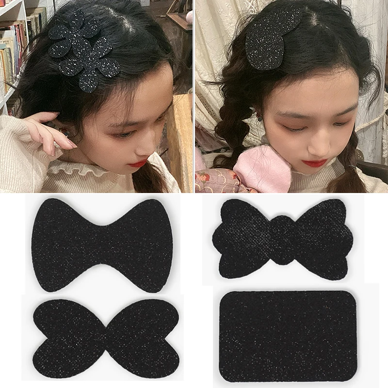 

1PCS Women Girls Flower Bangs Magic Paste Posts Bow Heart Hair Sticker Clip Tape Fringe Hair Bang Patch Hair Styling Accessory