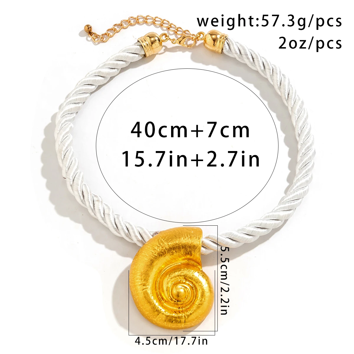 IngeSight.Z Vintage Gold Color Large Metal Conch Pendant Necklace for Women Boho Thick Twisted Rope Chain Choker Necklaces Beach