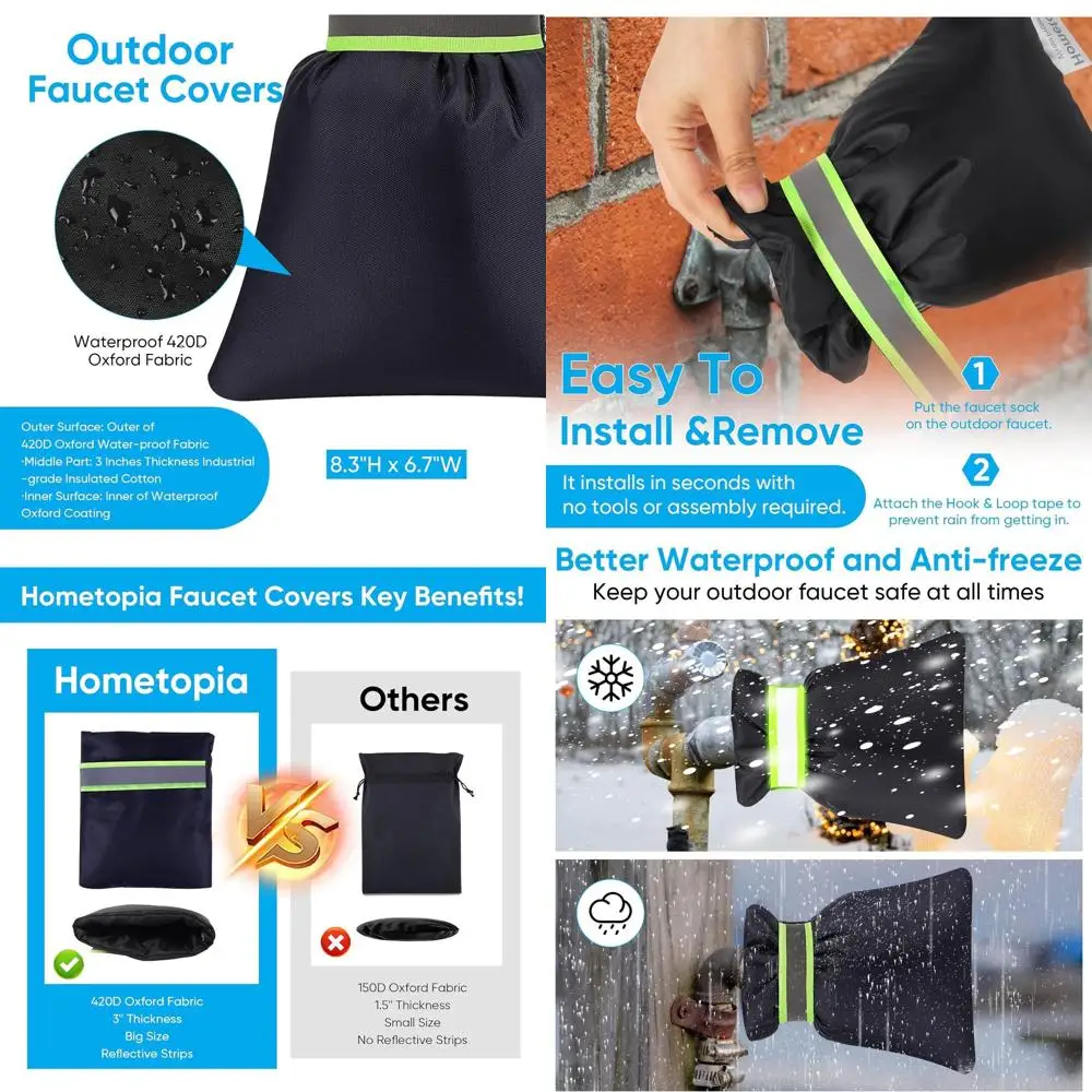 

Winter Insulated Outdoor Faucet Covers, 24-Pack, 6.7W x 8.3H, Reusable Waterproof Protection for Hose Bib Spigot