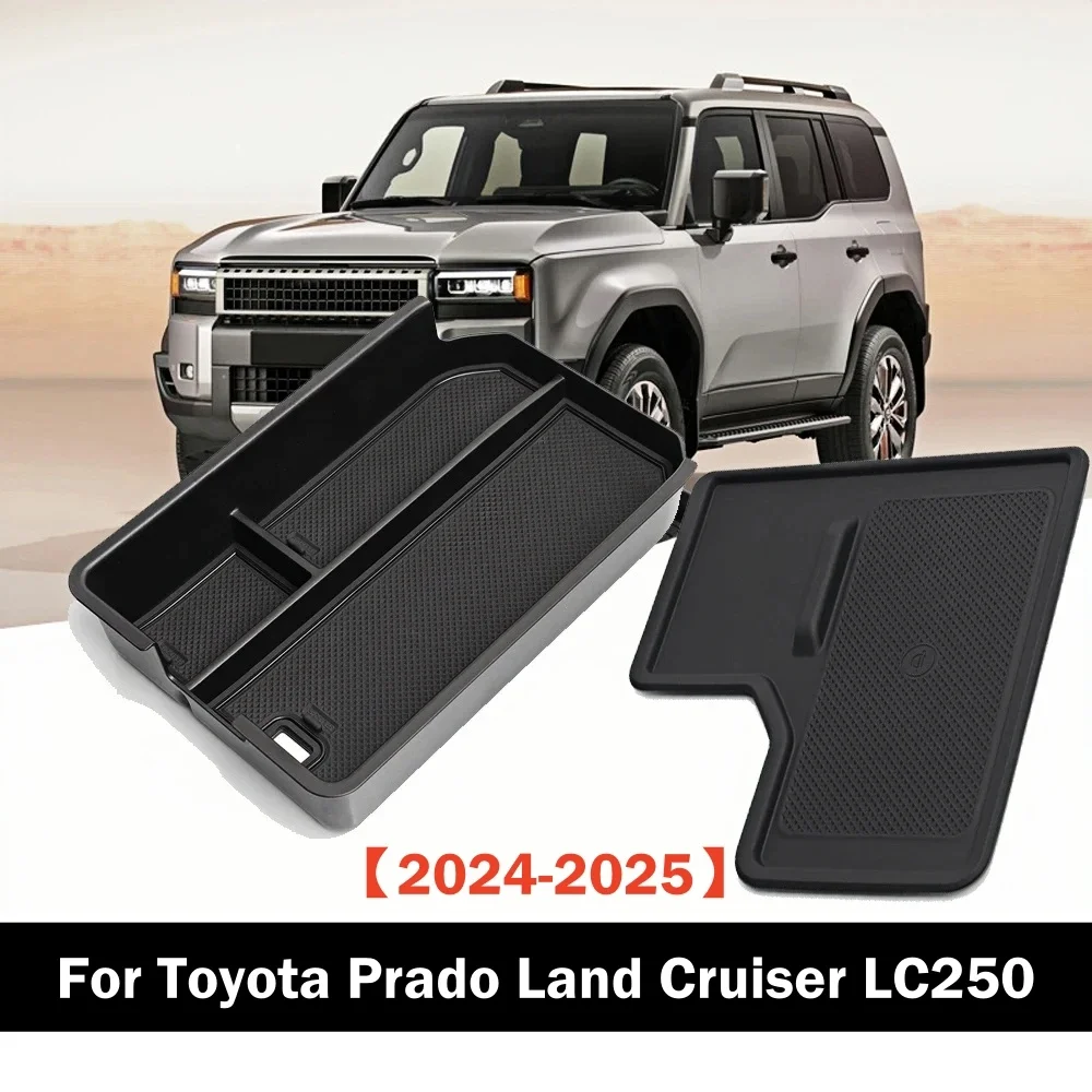 For Toyota Prado Land Cruiser Prado 250 J250 LC250 Central Control Armrest Storage Box Wireless Charging Mat 2024 2025 Tools Car