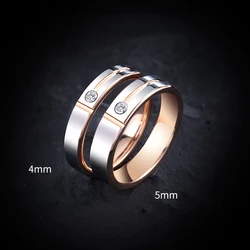 Wedding Rings for Men Women Rose Gold Plating Tungsten Synthetic Moissanite Inlay Confort Fit Band, Engraving