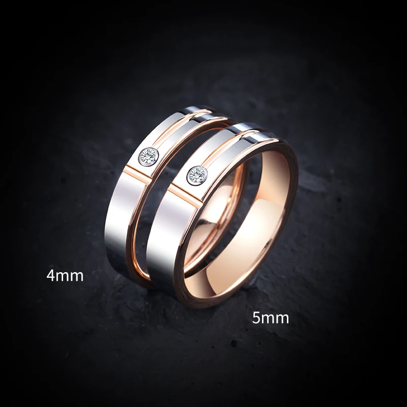 Obrączki ślubne dla mężczyzn Kobiety Pozłacane różowym złotem Syntetyczny wolfram Moissanite Wkładka Confort Fit Band, grawerowanie