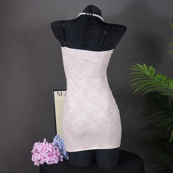 Mini Dress for Women New 2025 Summer Elegant Pink Double Lace Sexy Sheer Strap Bodycon Dresses Party Club Outfits Y2K Skirt