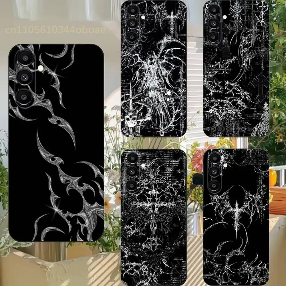 Dark Gothic Cybersigilism Phone Case For Samsung S25,24,21,22,23,20,S30,Ultra,Plus,Fe,Lite,Note,5G Black Cover