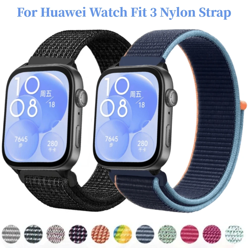 Tali nilon untuk jam tangan Huawei Fit 3 jam tangan pintar olahraga bernapas dan nyaman gelang pengganti untuk jam tangan Huawei Fit 3