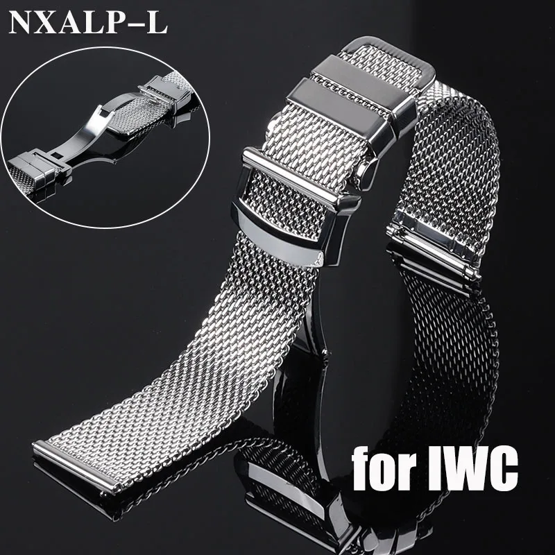 سوار ساعة ميلاني شبكي من الفولاذ المقاوم للصدأ ، سوار معصم لـ IWC ، بورتوفينو برتغالي للطيار ، أوميجا ، 20 ، 22