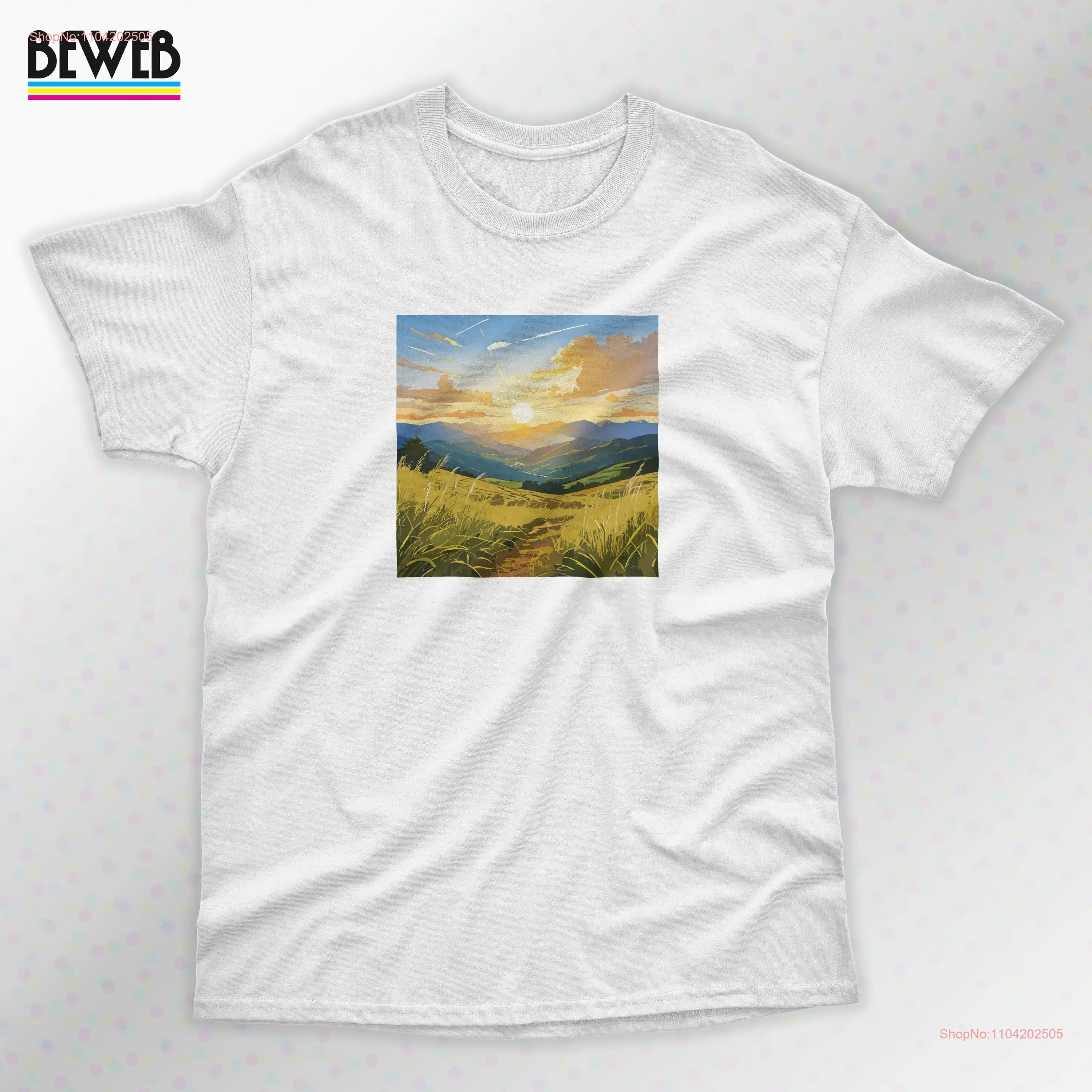 Country Floral Scenery T Shirt Garden for Sunset Cinematic Lover Cotton Her Nature Lovers  long or short sleeves