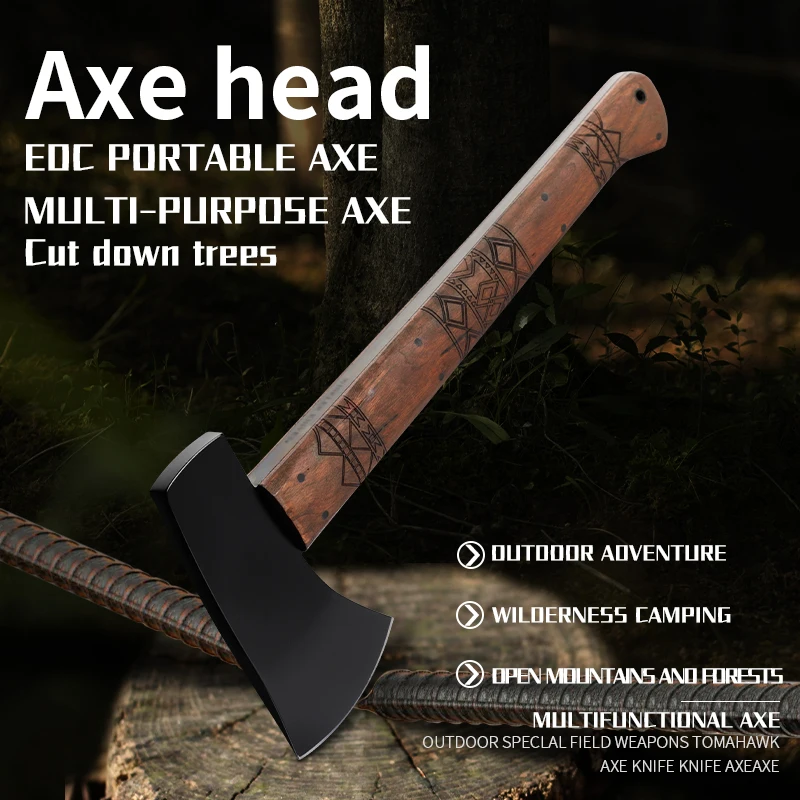 

80CRV2 Steel Multi functional Battle Axe - Portable Survival Axe for Outdoor Camping, Hunting, and Emergency Situations