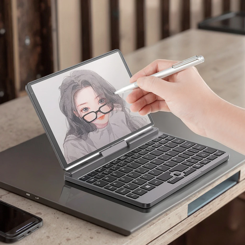 8 Inch Pocket 2-in-1 Laptop Tablet N100 Quad Cores Processor Notebook 12GB DDR5 Rotatable Screen Portable Notebook