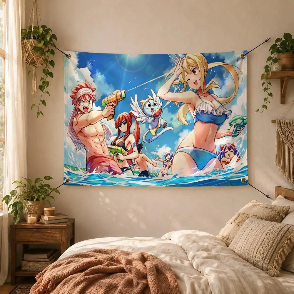 Anime Fantasy F-Fairy Tail Adventure Flags Decorative Flag Banner for Outdoor Garden Yard Camping Party Home Wall Hanging Decor