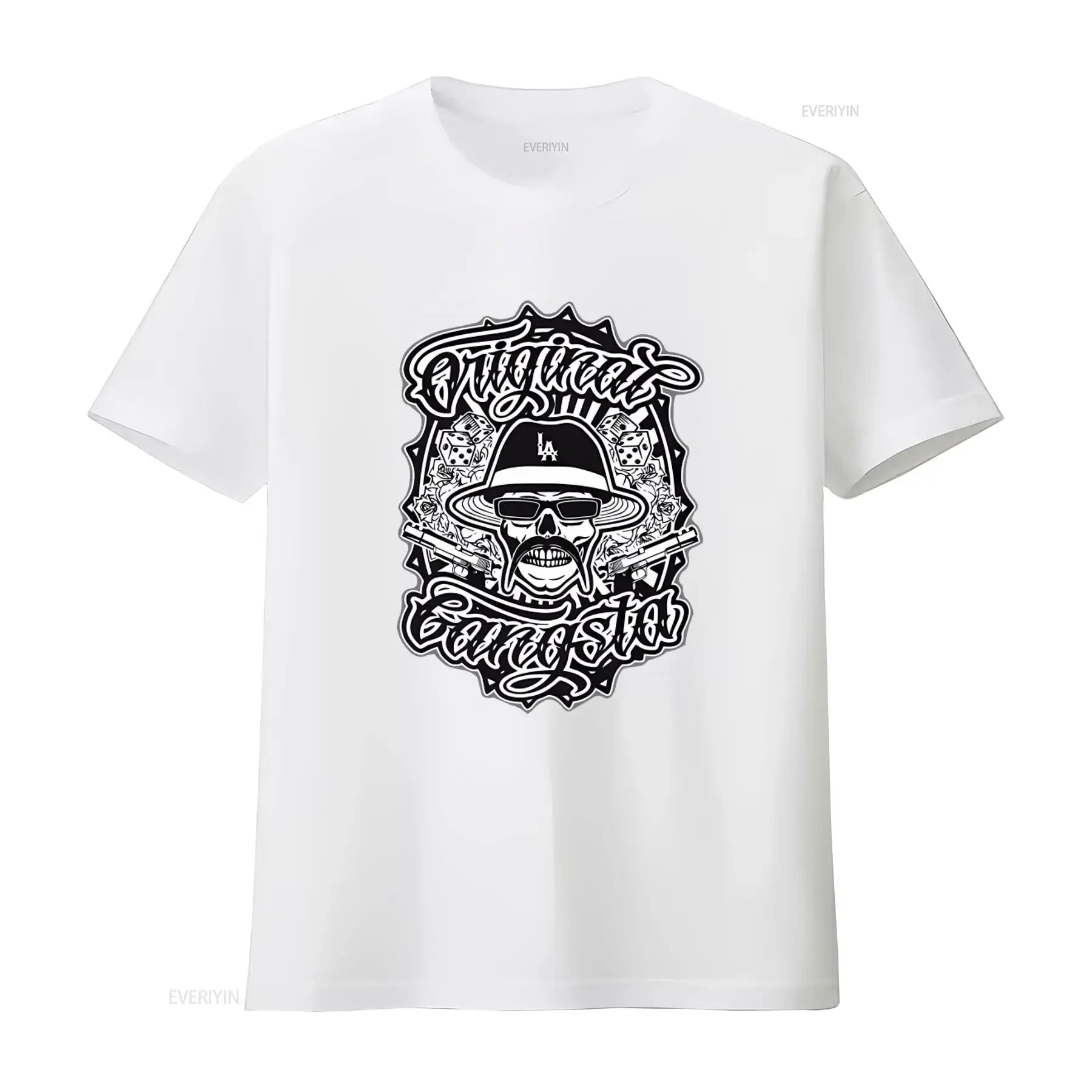 Gangster T Shirt Men's Chicano Cholo Mexican Gangsta Gangsters On Both Sides 3Xl Xxl Xl L M S vintage Washed Unisex Stylish view 3