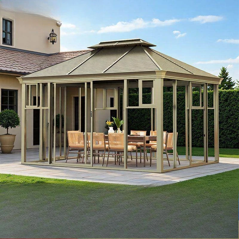 Outdoor gazebo tent, garden simple courtyard thermal insulation mobile aluminum alloy terrace villa house outdoor sun room