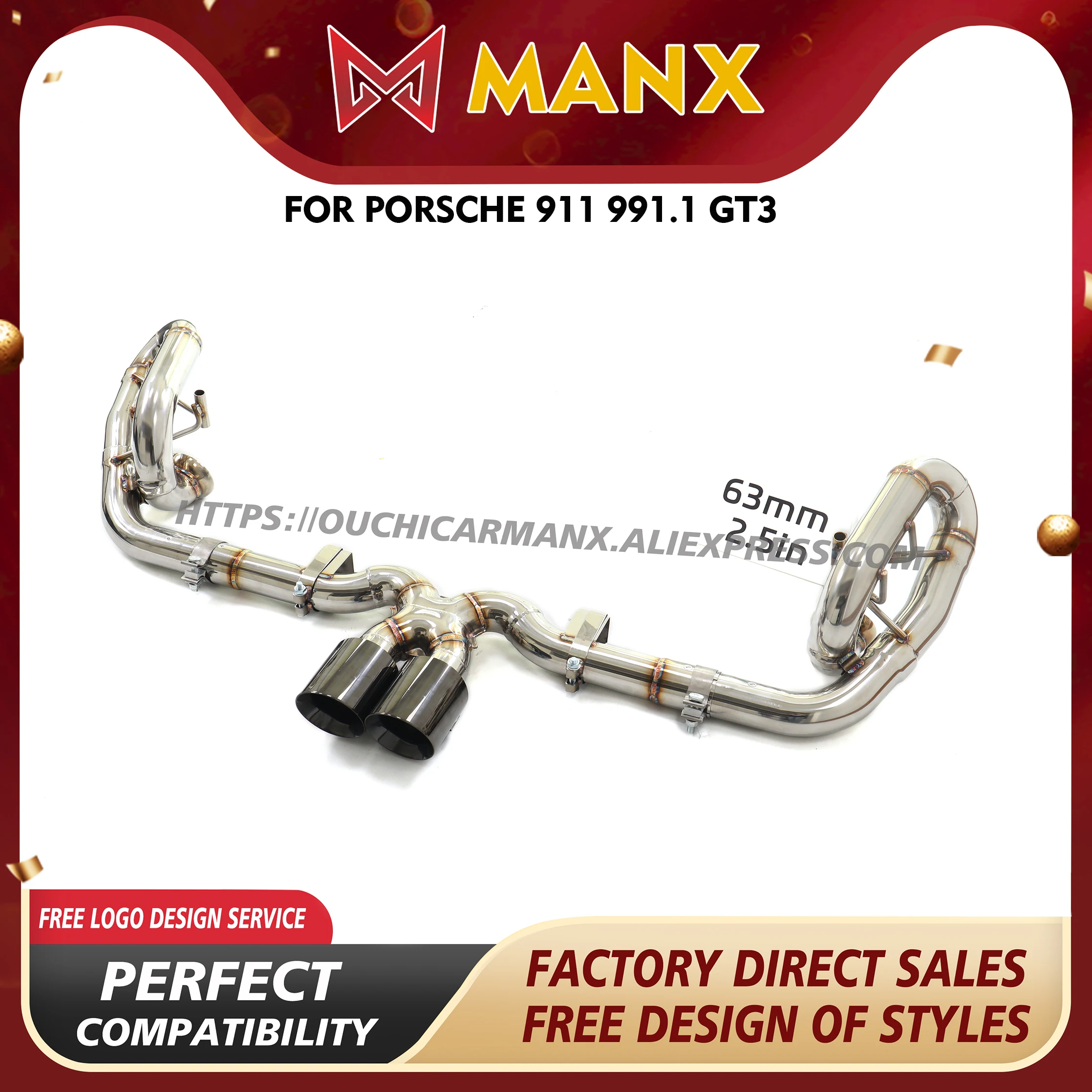 

MANX for Porsche 911 991.1 GT3 Catback Stainless steel Exhaust system High performance Increased power