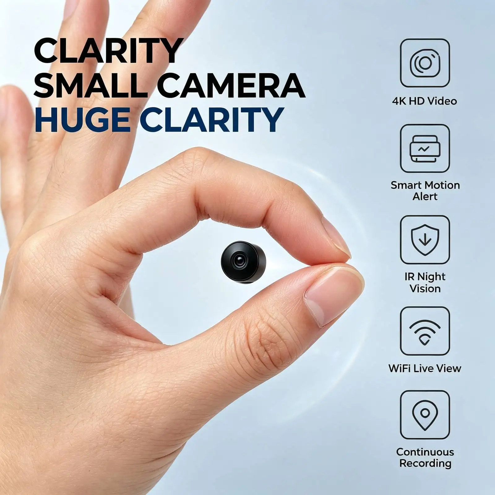 T11 Mini WiFi  Camera,4K HD Small Nanny Cam with Infrared Night Vision, Smart Motion Detection Alert Push, Two‑Way Audio Intercom, Remote Phone Live View & Video Playback, TF Card & Cloud Storage, Multi‑User Sharing, Wireless Tiny Portable Surveillance Ca