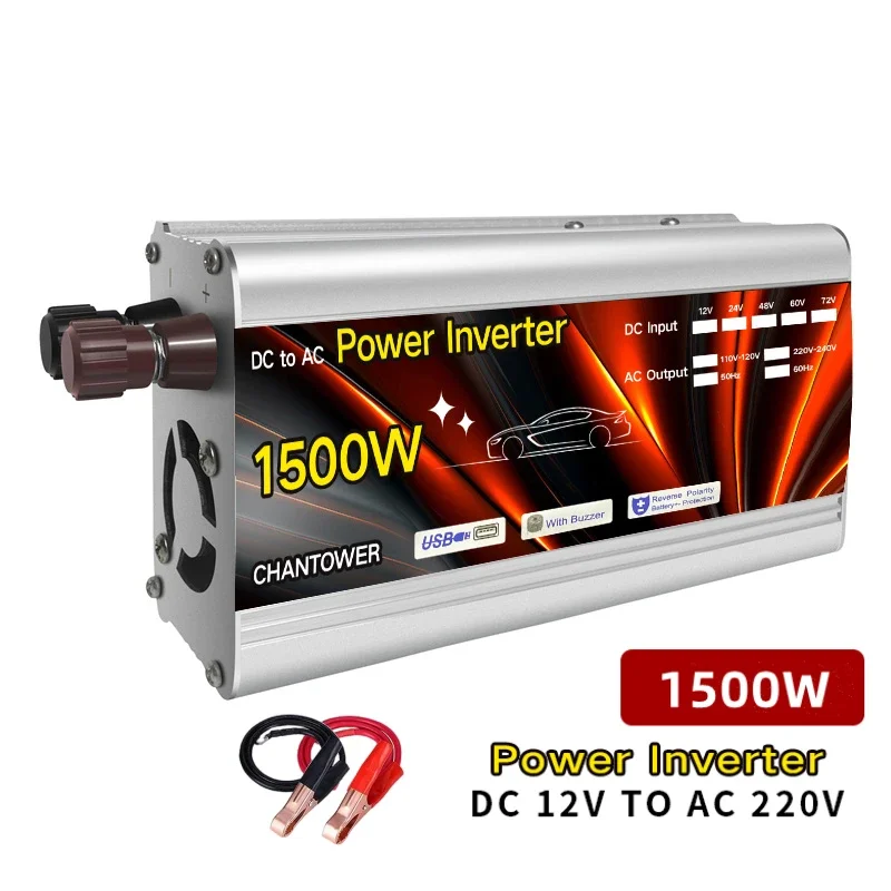 Inverter 12v 220v Inverter solare 500W 1000W 1500W 2000W trasformatore di tensione portatile caricatore automatico convertitore Inverter di potenza per Auto