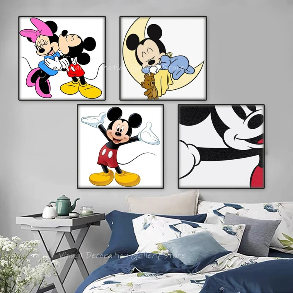 

Disney Cartoon Mickey Minnie Poster Cute Anime Mickey Mouse Canvas Wall Art Home Living Room Decor Painting Children's Room Gift