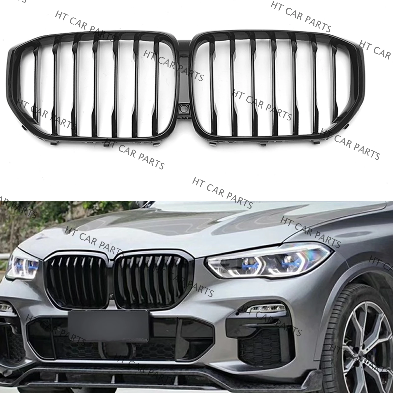 

1 Piece Black of Front Kidney Grille Grill (With Camera Hole) For BMW X5 G05 & X5M F95 2019-2022 (After June 2019)