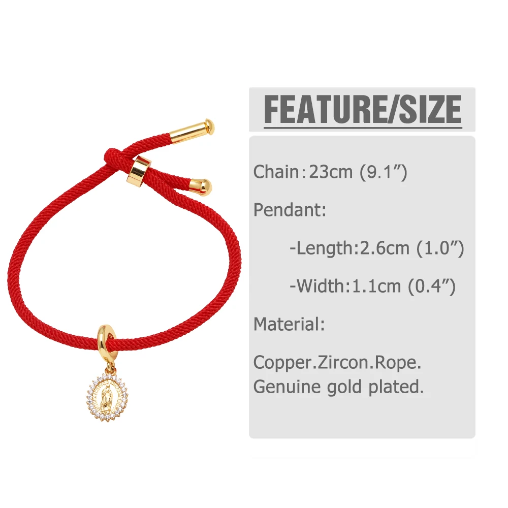 Handmade DIY Bracelets for Women Gold Plated Heart Virgin Mary Charms Creative Bracelets Amulet Jewelry Gifts brtb25