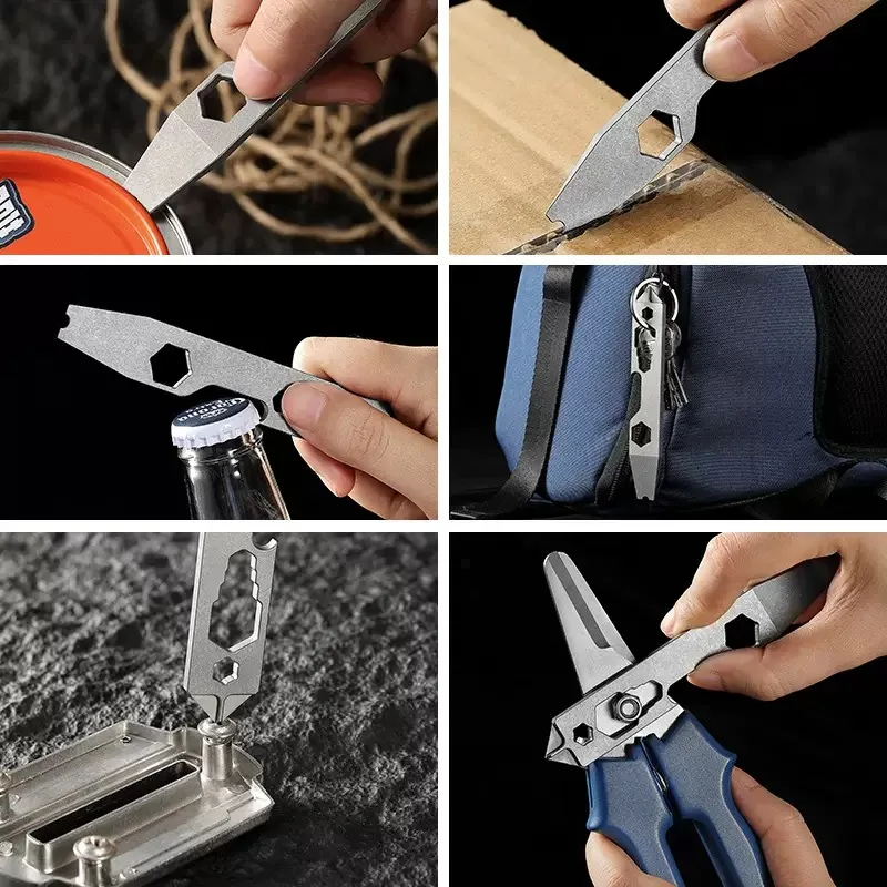 Titanium Alloy Mini Outdoor Multifunctional Small Tool Pry Bar Bottle Opener EDC Personalized Accessory Hanging