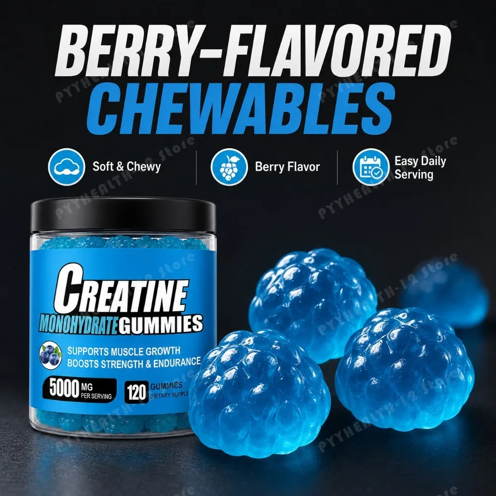 Creatine Monohydrate Gummies 5000mg Per Serving, 120 Gummies for Muscle Strength, Endurance & Energy, Dietary Supplement