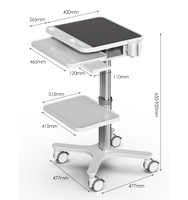 Aluminum Alloy Hospital Medical Trolley Nurse Mobile Computer Laptop Medical Workstation Cart OEM  Manual Type Stand