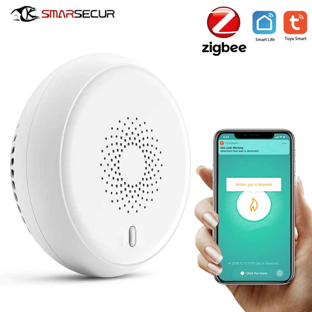 SMARSECUR Zigbee GAS Detector Alarm Detect Natural Leak Combustible Tuya Smart Life