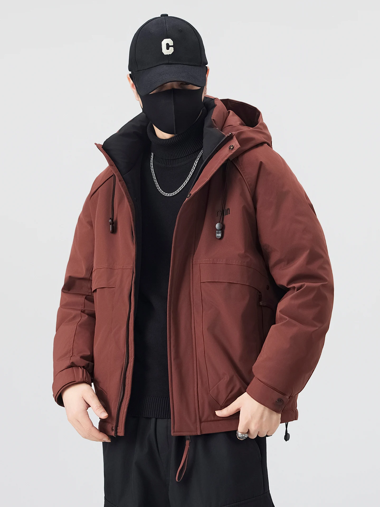 

Красная мужская утепленная куртка-пуховик Red Du для осени и зимы, американская утепленная одежда из хлопка и полиэстера, рабочая одежда