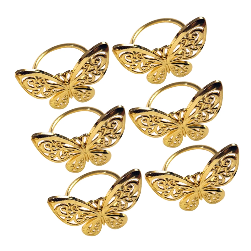 

6pcs Butterfly Napkin Rings Metal Table Setting Decorative Dining Napkin Ornament Accessories Wedding Buffet Restaurant